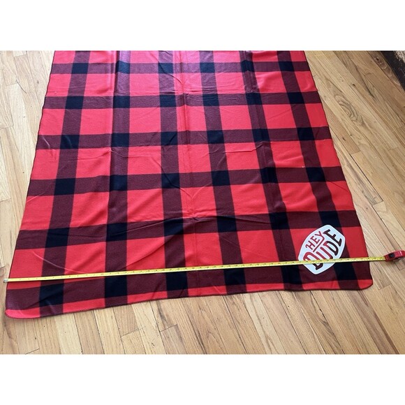 RARE VHTF Hey Dude Promotional Red Black Fleece Blanket 60”x48" - Picture 3 of 4